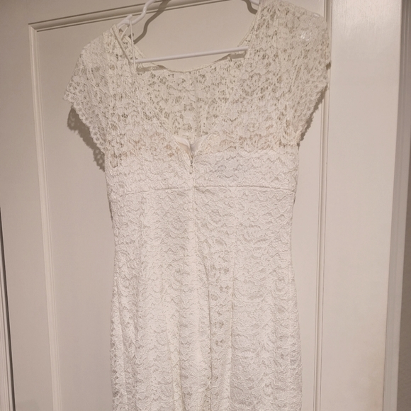 DB Studio Cap Sleeve Short Lace Sheath Wedding Dress from David's Bridal - Picture 11 of 11